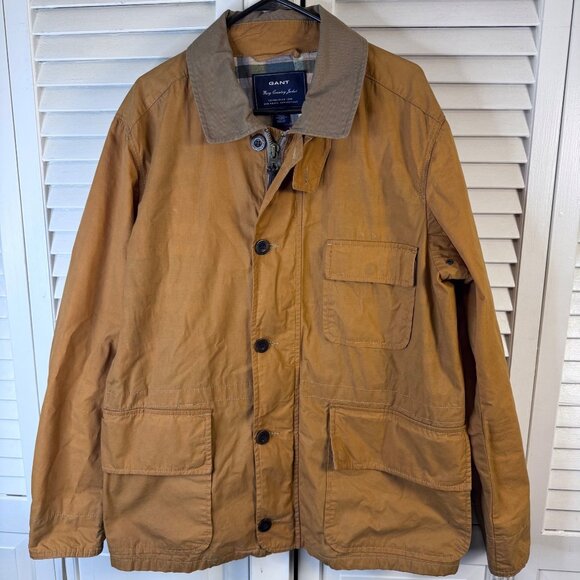 GANT MENS SIZE XL WAXY COUNTRY BARN COAT CHORE JACKET COLLARED ZIP UP OUTDOORS - Picture 1 of 10